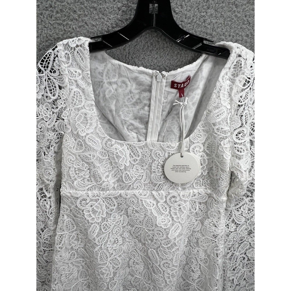 Staud Beth Long Sleeve Lace Empire Waist Dress - Picture 5 of 11